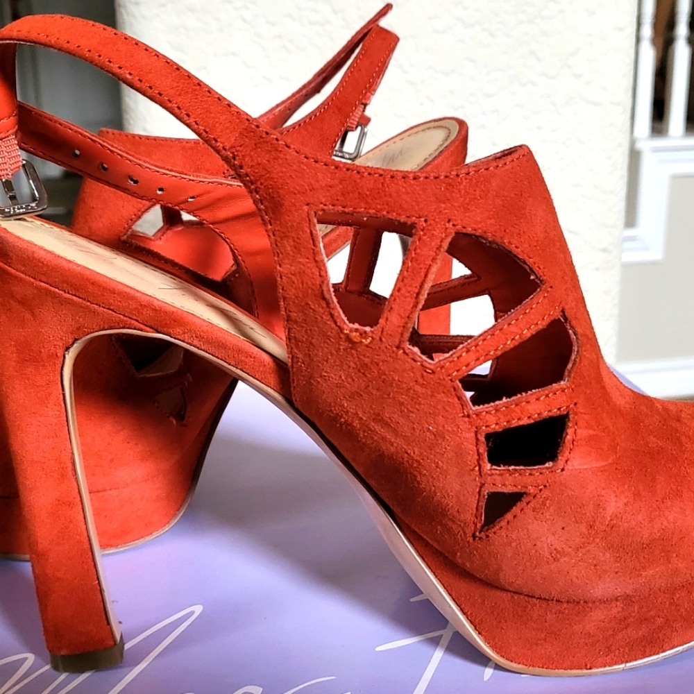 Marc Fisher Women's Orange Suede Heels 8M
